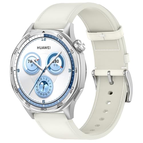 Maucoray Correa deportiva de repuesto de cuero para Huawei Watch GT5 Pro 42/46 mm, GT5 41/46 mm, GT4 41/46 mm, 46MM, Cuero, No es una piedra preciosa