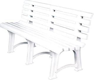 Miadomodo-Banco de Jardín en RESINA Mod. ATENA Blanca 150 X 73 cm X 51 H Made in Italy