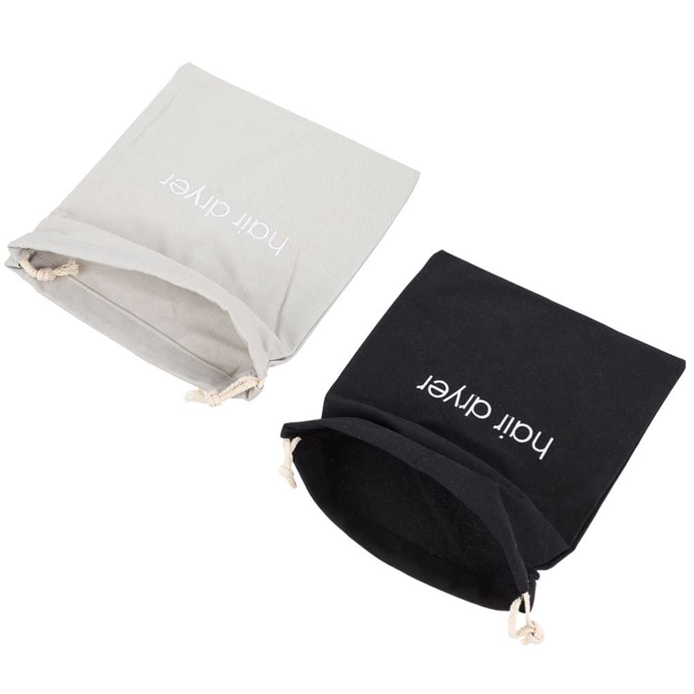 minkissy 2pcs Hair Dryer Storage Bags Drawstring Holders for Travel Scratch Canvas Organizers Compact Hair Dryer Containers for