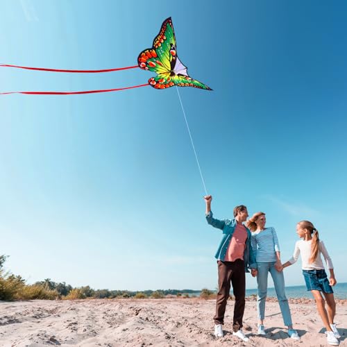 image for HONBO Rainbow Butterfly Kite for Adults,Single Line Kites for Kids Age