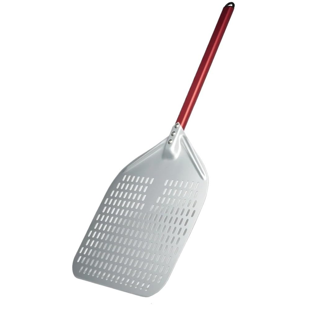 WANGSHAOWEI Pizza ​Paddle 14/13/12 Inch Perforated Pizza Shovel Retangular Paddle Multiple Color Handle Peel(12inch 71cm Red)