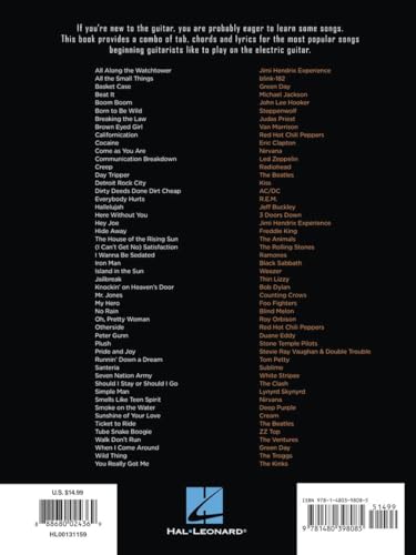 first 50 songs you should play on electric guitar  rock guitar tab songbook for beginners and intermediate players  learn classic rock riffs solos and chords from nirvana metallica queen and more
