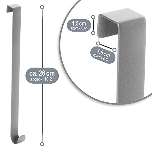 Com-Four® 2X Ganci Per Porta In Acciaio Inox - Ganci Da 26 Cm Per Ghirlande E Decorazioni Per Porte - Ganci Per Porte Interne Ed Esterne - Ganci Per Cappotti Da Appendere - 7
