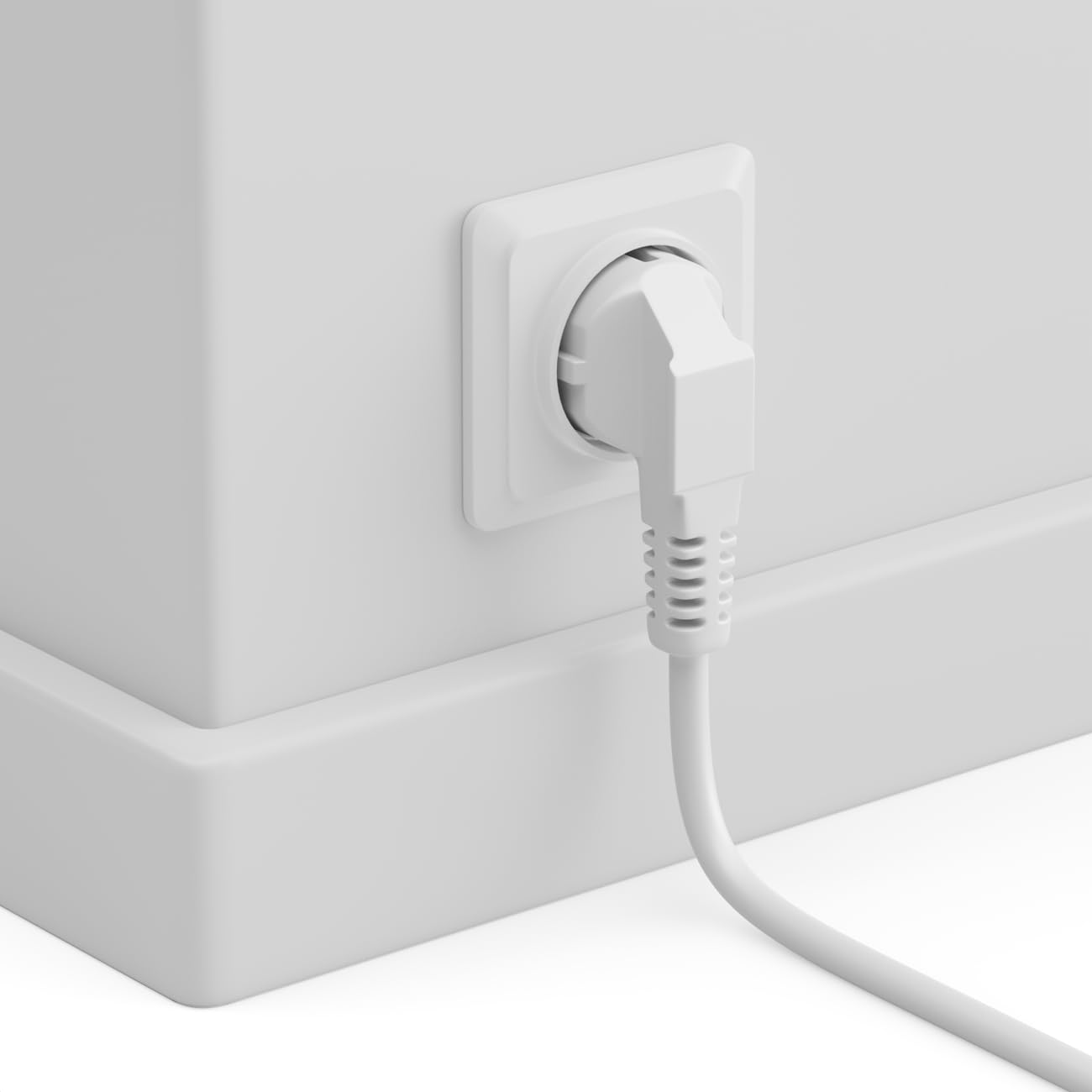 deleyCON 5m Kabel Zasilający, Wtyczka z Bolcem Typ F (CEE 7/7) 90° Kątowa na Gniazdo IEC C5 2,5A Kleeblatt, TV Monitor Ekran Laptop Notebook Zasilacz - Biały