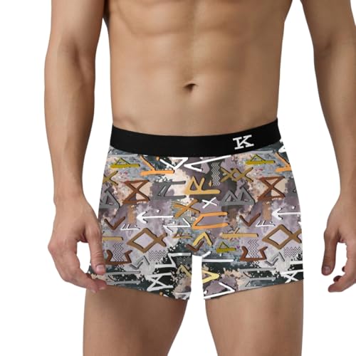 Image of Kinu Men's Comfortable Boxer Briefs Printed Design Ultra Soft Stretch Trunks Breathable Moisture-Wicking Underwear for Daily Comfort - Combo of 4