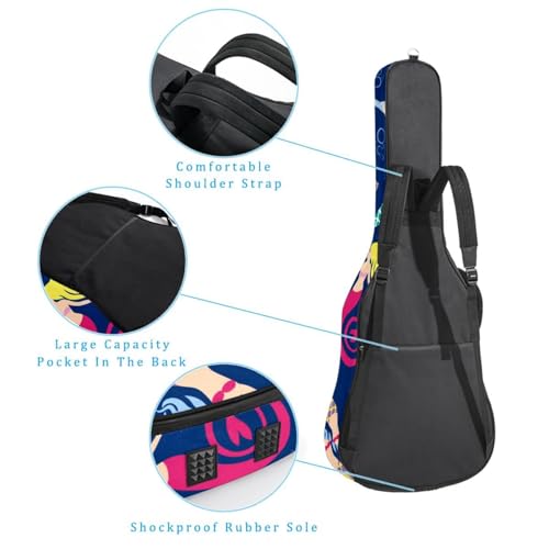 Housse de guitare en tissu Oxford épais rembourré avec boucle de suspension et sangle de cou Motif fusée spatiale 101,6 cm, Multicolore 4., 42.9×16.9×4.7 in, Sac de transport tendance pour guitare - Les Beatles, Paul McCartney, John Lennon, RIngo Starr, George Harrison Housse de guitare en tissu Oxford épais rembourré avec boucle de suspension et sangle de cou Motif fusée spatiale 101,6 cm, Multicolore 4., 42.9x16.9x4.7 in, Sac de transport tendance pour guitare – Image 4
