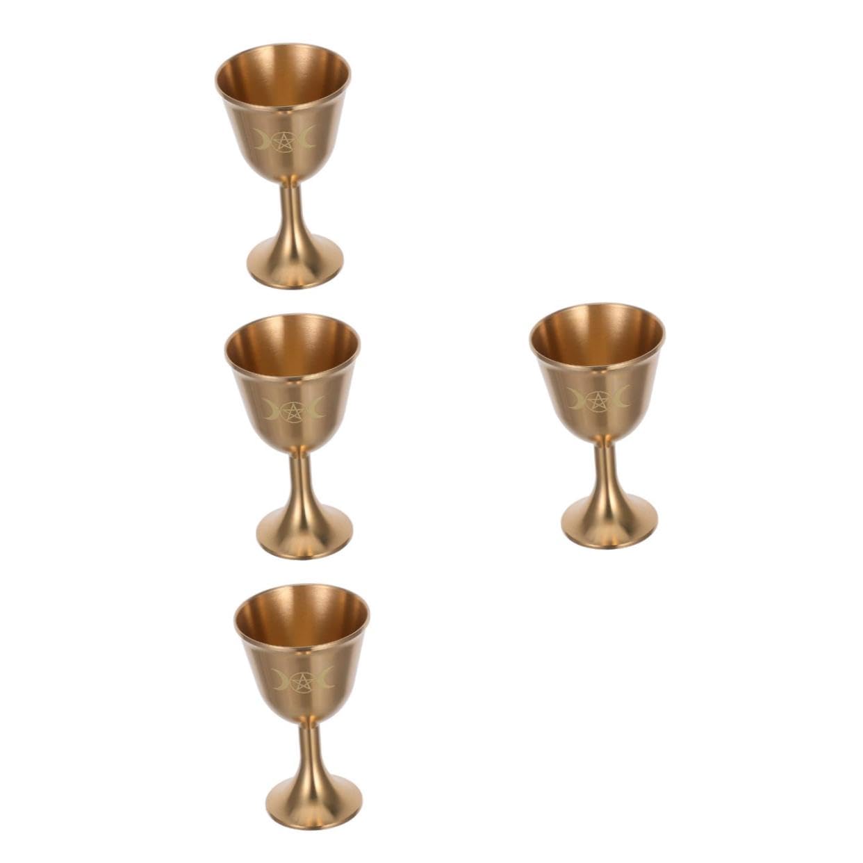 Cabilock 4 Piezas Copa De Latón Elegante Copa Para Bebidas Decoración De Copas Copas De Latón Antiguas Vasos De Cobre Para Beber Decoración De La Taza De Agua Taza Para Beber Cobre Dorado