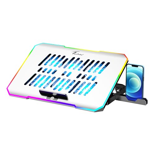 Image of TECHIE 6 Fan Laptop Cooling Pad with Mobile Stand & 10 RGB Modes | 5-Level Adjustable Gaming Stand | Dual-Speed Fans 1200-3000 RPM | Quiet USB Cooling Base | Foldable Metal Mesh for 15.6 inch Laptops