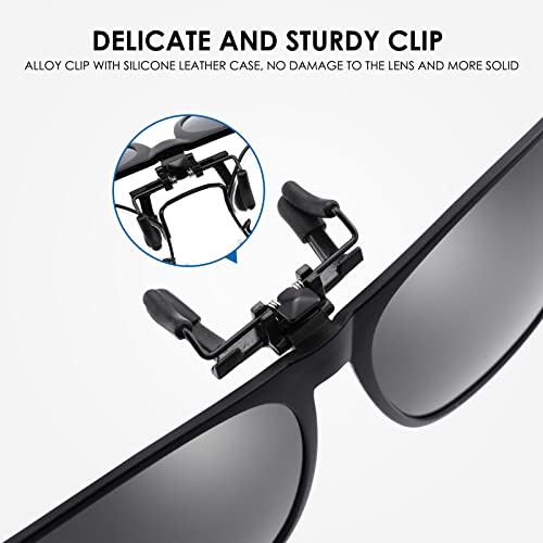 Polarized Clip on Sunglasses over Prescription Glasses Flip up Clip-on for Men Women, UV 400 Driving Glasses3