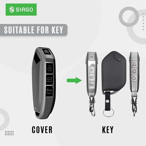 Image of SIAGO TPU Key Cover and Round Key Chain Compatible with Kia Carnival 7 Button Flip Key (Grey)