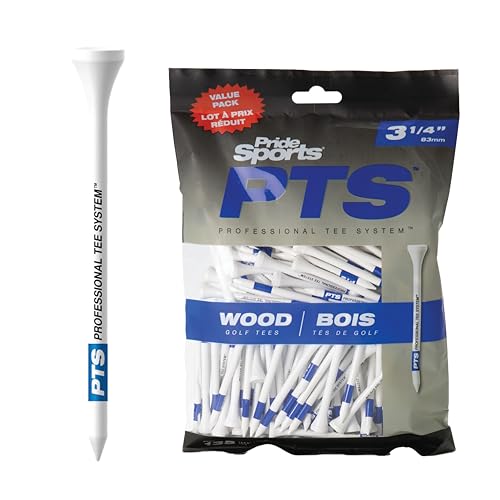 PrideSports PTS Wood Golf Tees | 135 Count, 3-1/4 Inch | #1 Wood Tee on Tour | Best for Drivers & Woods