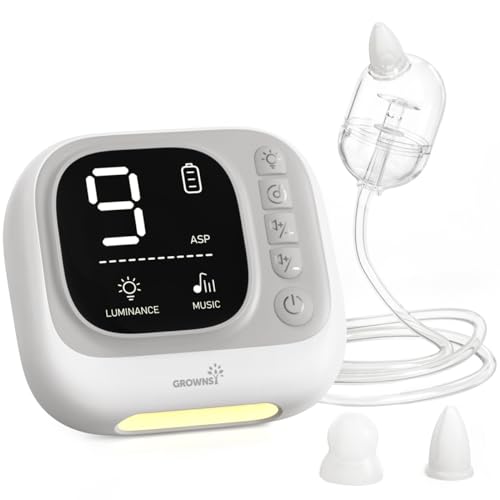 Image of GROWNSY Nasal Aspirator for Baby, Hospital Grade Baby Nose Sucker, Electric Nose Suction with White Noise Function, Powerful 9 Levels Suction Adjustable, 4 Music and 7 Night Light Soothing