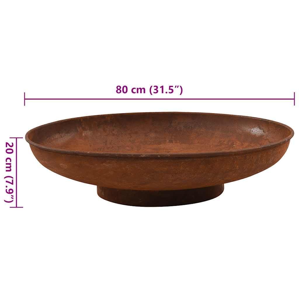 vidaXL Braciere 80 cm in Acciaio