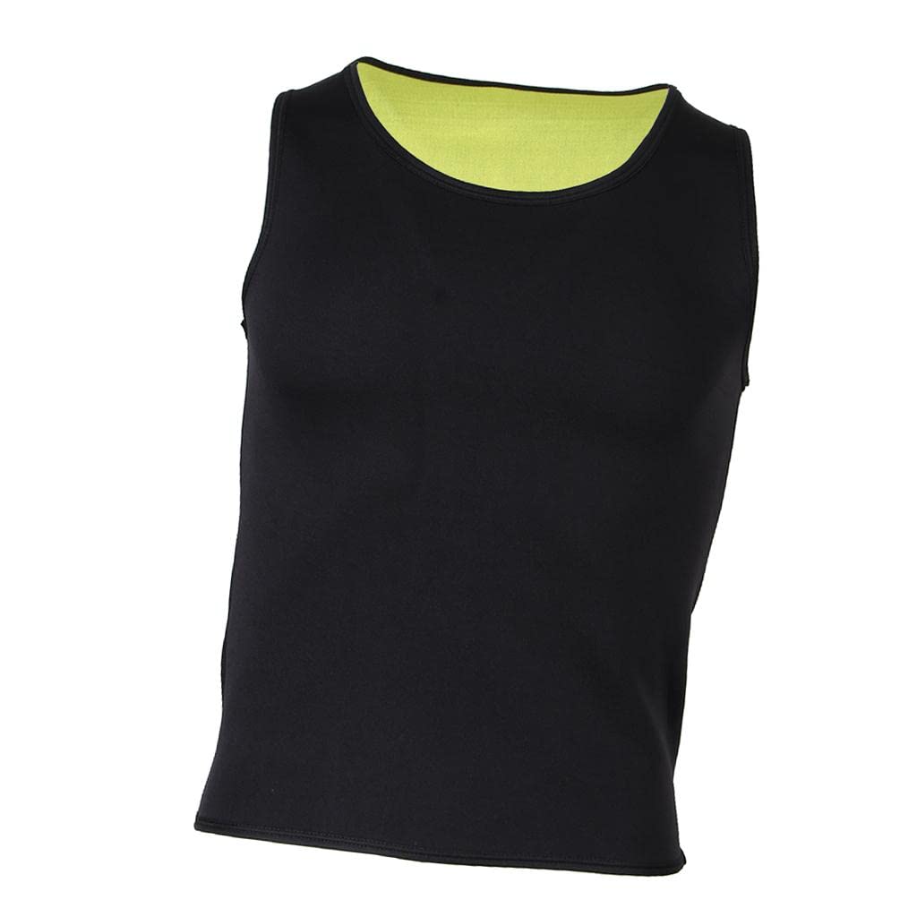styleheaven Men Sauna Sweat Vest Weightloss Shapewear Neoprene Tank Top M Black Yellow-picture-37