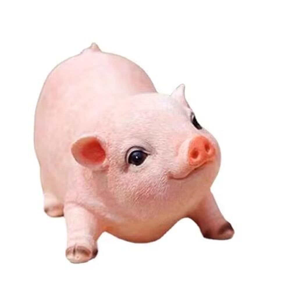 RainbowJise Funny Pig Statue Garden Yard Decor Resin Piglet Figurine Garden Ornament (Lying)