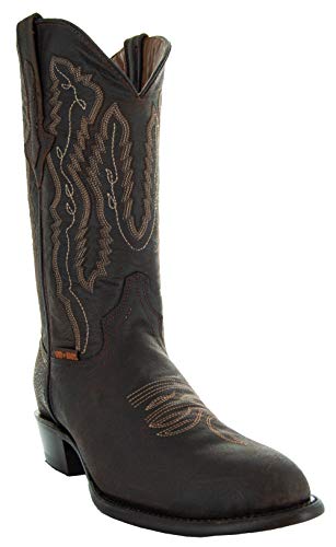 Soto Boots Mens Odessa Round Toe Cowboy Boots (Brown,9.5)