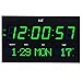 hito 14.2" Large Oversized LED Wall Clock Seconds Date Day Indoor Temperature Adjustable Brightness Memory Function Adapter Included Decorative for Living Room Office Conference Room Bedroom (Green)