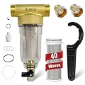 40 Micron Spin Down Sediment Filter,Reusable Whole House Sediment Water Filter,Pre-Filtration System for City Water & Well Water,Sediment Filter for Washing Machine,25GPM,1" MNPT+3/4" FNPT+3/4" MNPT