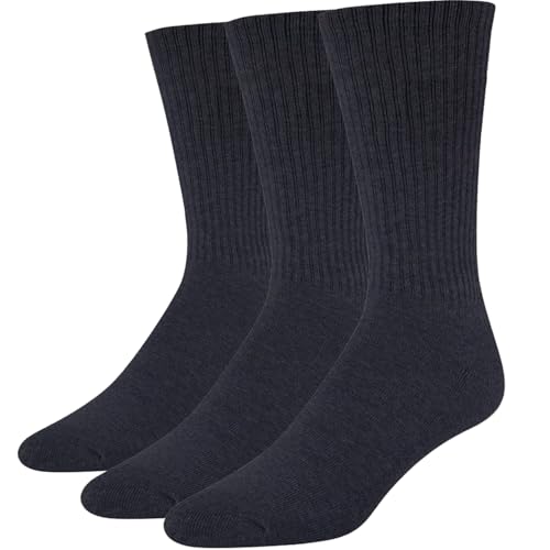 ENCIGER® Men’s Crew Socks 3 Pairs – Cotton & Spandex Soft Stretch Athletic Ribbed Socks