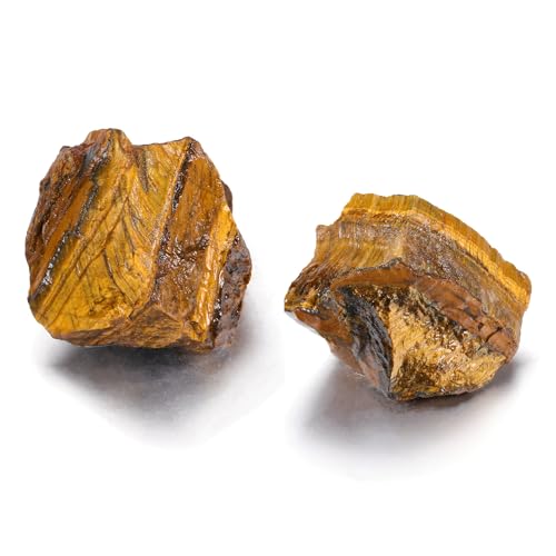 Jovivi 2pcs Raw Tiger Eye Crystals,Large...