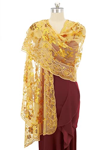 Aukmla Sequin Shawls and Wraps for Evening Dresses 1920s Lace Scarf Wedding Spakle Cape Cover Up Wedding Accessories2