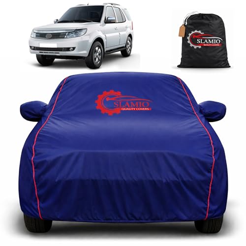 Image of Car Cover for Tata Safari 2012-2018 | 100% Waterproof Heavy-Duty 3-Layer Car Body Cover | All-Weather Rain, UV, Sun & Dust Protection | Custom Fit | Mirror & Antenna Pockets | Navy Blue