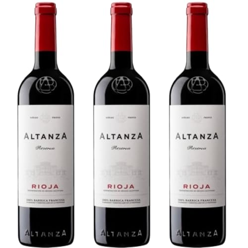 Altanza Reserva Vino Tinto Tempranillo con Crianza en Barrica, 14% Vol, Equilibrado y Elegante, Ideal para Maridar, Compra Online con Envío Rápido| 3 botellas