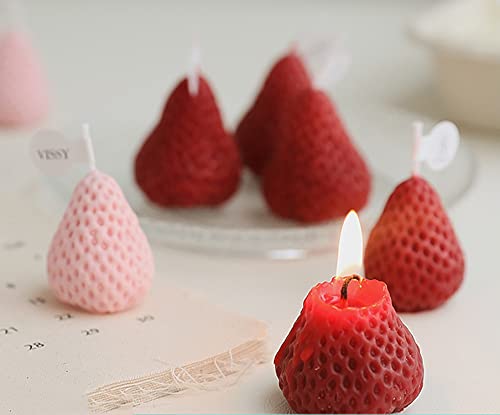 Strawberry Shaped Scented Candle,4Pack 75G Fruit Aroma Soy Wax Decorative Candle For Table Photo Prop Birthday Gift,Prefect For Meditation Stress Relief Mood Boosting Bath Yoga (Red) #TOP7