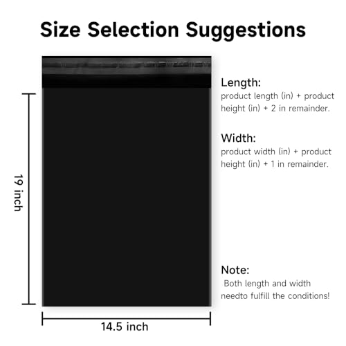 Image of Poly Mailers 14.5x19-10 Pcs Bulk Shipping Bags Shipping Envelopes Black Packaging Bags for Shipping Non-Padded Polymailers, Self Sealing for Clothing