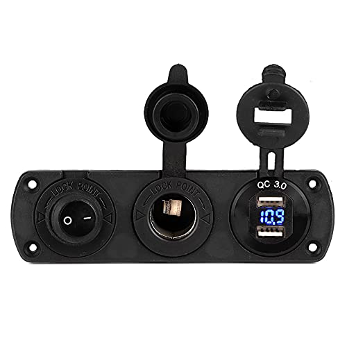 Cargador de coche USB dual HUSHUI y toma de mechero con interruptor LED para barcos y vehículos