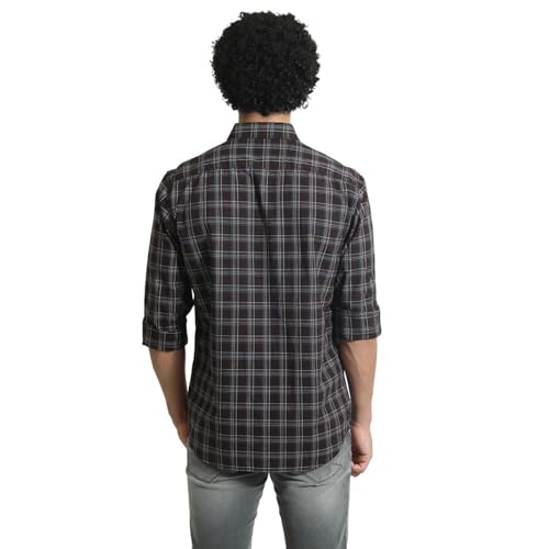 Image of BASICS 100% Cotton Checked Shirt for Men | Slim Fit | Everyday Smart Casual Wear | Full Sleeve