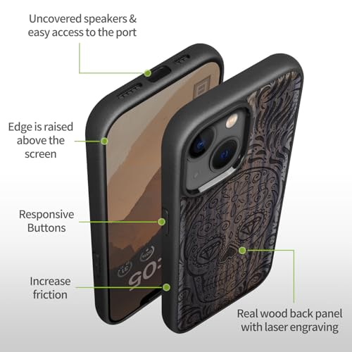 Coque de téléphone compatible MagSafe 14 Plus antichoc en bois