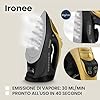 ZEEGMA IRONEE Ferro da stiro senza fili e con fili, Con rivestimento in ceramica 2600W, Stiratura orizzontale e verticale Serbatoio 320ml autopulente Antigoccia e anticalcare Stiratura