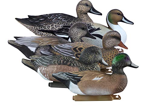 Higdon Outdoors Battleship Duck Decoys Puddle Pack, Foam Filled, 2 Pintails, 2 Gadwalls, 2 Widgeons, Multi