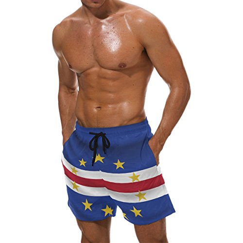 super3Dprinted Cape Verde Flag Men's Swim Trunks Water Beach Shorts with Pockets3