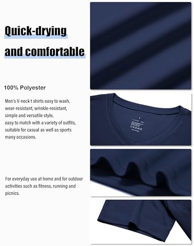 Men's T Shirts Quick Drying V-Neck Athletic Shirt Running Gym Workout Moisture Wicking T-Shirt for Casual 5