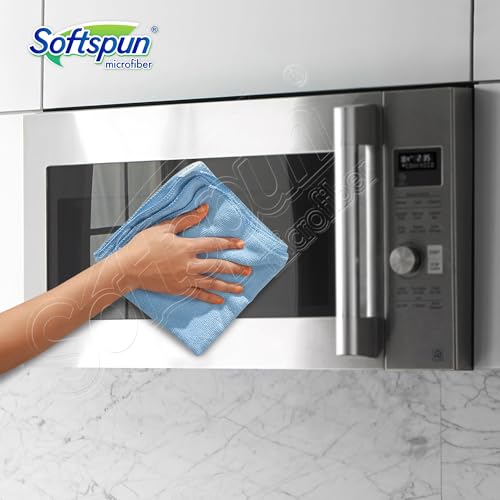 Image of SOFTSPUN Microfiber Cleaning Cloths, 5pcs 30x30cms 340GSM Sky Blue! Highly Absorbent, Lint and Streak Free, Multi -Purpose Wash Cloth for Kitchen, Car, Window, Stainless Steel, Silverware.