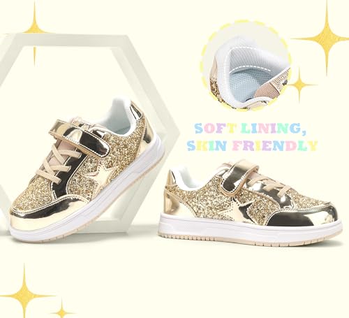 LUCKY STEP Kid's Glitter Walking Shoes Shiny Sparkly Sequins Fashion Sneakers Hook and Loop Athletic Unisex-Child Casual Running for Children/Boys/Girls - Image 6