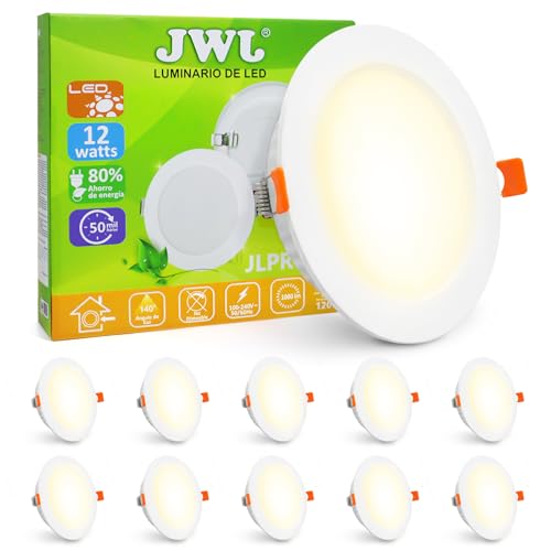 Listado de Plafon para techo , tabla con los diez mejores. 50 JWJ 10pcs Lámpara de Techo Plafón para Interior de Casas baño Cocina con Luz Calida Ahorrador de Energía (12W-10PCS)