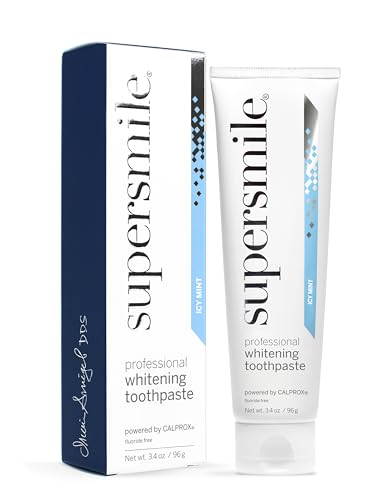 Image of Supersmile ICY Mint Fluoride-Free Whitening Toothpaste, 3.4 Oz Travel | Calprox Powered, Whitens 5.5 Shades in 7 Days, TSA-Approved, Frosty Peppermint Menthol, Veneer Safe, Sensitivity-Free