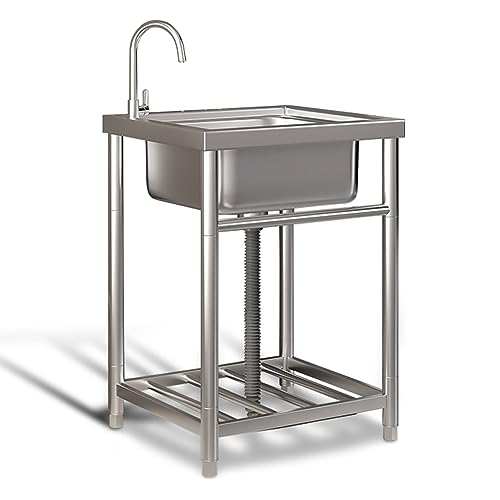 Évier de cuisine à cuve unique inox : station de lavage mobile