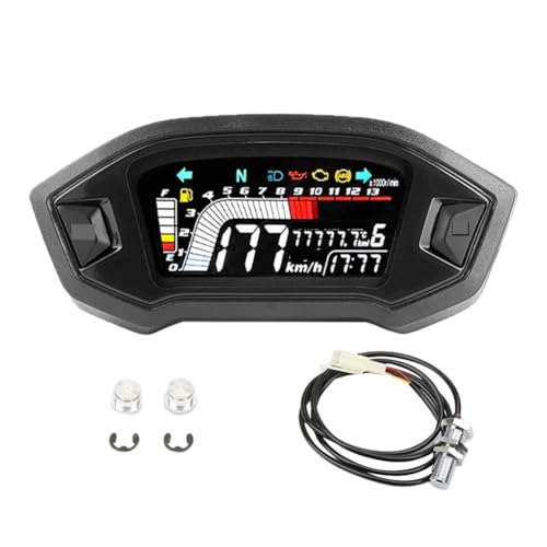 バイク走行距離計 オートバイスピードメーター 199 Kph用Mph用 HDデジタルディスプレイ ユニバーサル走行距離計 タコメーター 水温計 ウィンカー ドロップシ