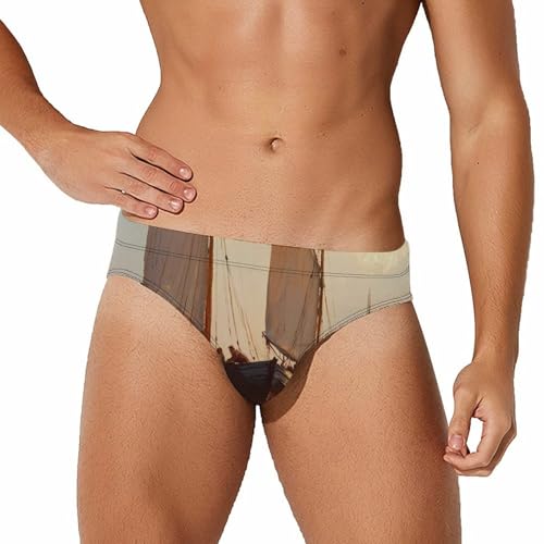 Ancient Sailing Ship Fishing Boat Sailboat Men's Swimsuit Bikini Briefs Swim Underwear Stretchy Swimwear
