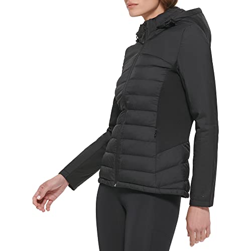 Calvin Klein Women's Lightweight Scuba Side Panels Adjustable Hood Zip Pockets Puffer2