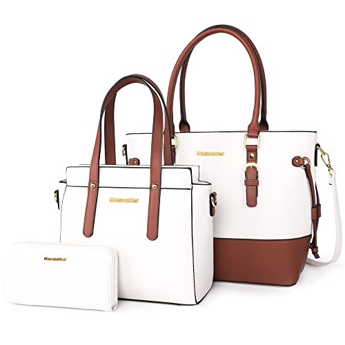 Montana West 3PCS Purses for Women Tote Bag and Wallet Set Shoulder Satchel Crossbody Bags Leather Handbag for Gift Travel Casual Work MWC3-C032WBBR