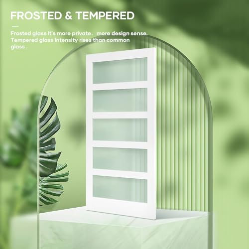 Image of Fredbeck 42 x 84 Barn Door Frosted Glass,Fit for 38 inch-40 inch Opening,White
