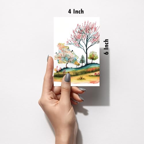 Image of SiddArtify Whimsical Watercolor Landscape Art Print Set - Set of 2-4x6 Inch - Board (Pack of 6) - Sticker (Pack of 6) Wall Room Decoration art Poster Prints