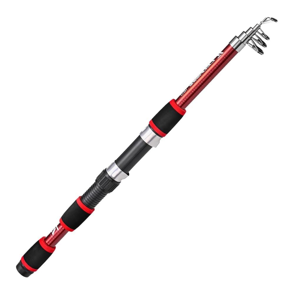 Sarini Caña de pescar telescópica de fibra de carbono, portátil, ultraligera y superdura para viajes y surf.