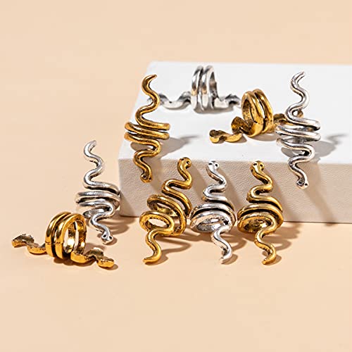 14 Pcs Snake Braids Coil Loc Hair Jewelry Hair Accessory Spiral Dreadlock Rings Viking Jewelry Metal Hair Clips For Women Men Braids Decoration Accessories (7 Silver+7 Golden) #TOP5