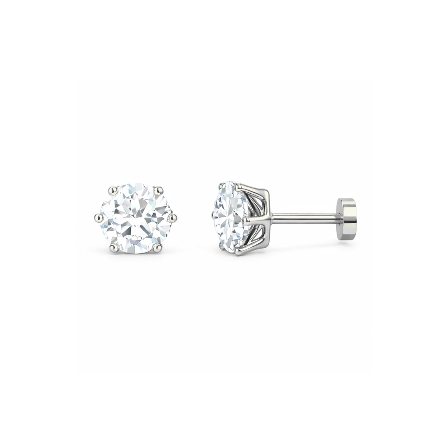 vama FASHIONS 5mm 18K Sliver Plated Stainless Steel Square Shape Stone Anti Tarnish Round Screw Back Piercing Ear Stud Hypoallergenic Cartilage Lightweight Studs Earrings for Boys-picture-30